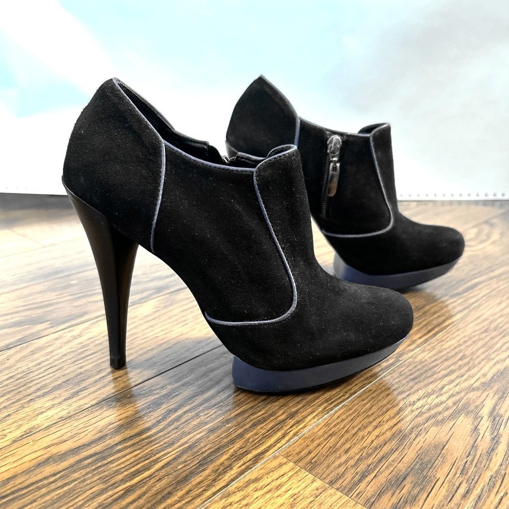 Aldo Black Suede High Heel Ankle Booties